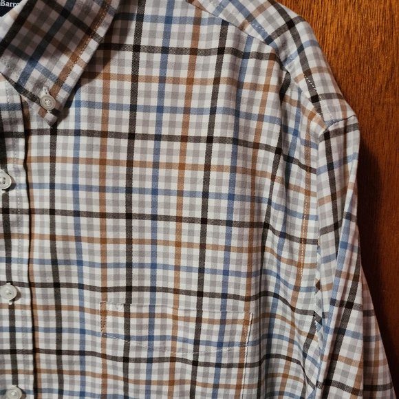 Men's XL Croft & Barrow White/Blue/Black/Tan Long Sleeve Button Down Shirt - Picture 4 of 11